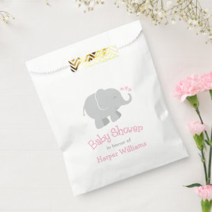 Sacolinha Chá de fraldas de Elefante Rosa Moderno e Cinza