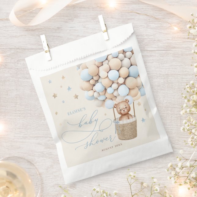 Sacolinha Chá de fraldas de Espera do Balão do Urso Azul (Cortado)