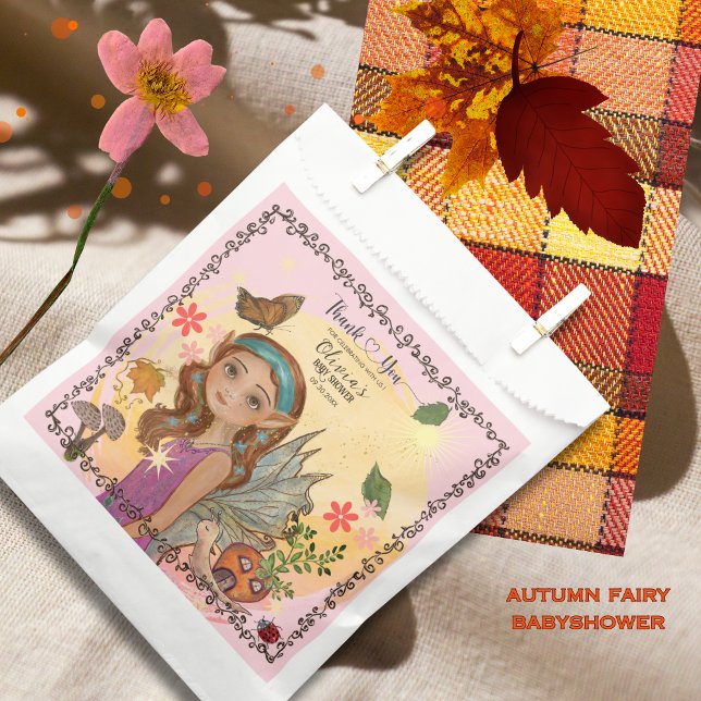 Sacolinha Chá de fraldas De Fadas De Madeira De Queda Whimsl (Whimsical Fall Woodland Fairy Baby Shower Favor Bag)