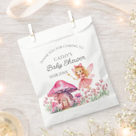 Sacolinha Chá de fraldas de fadas e cogumelos cor-de-rosa