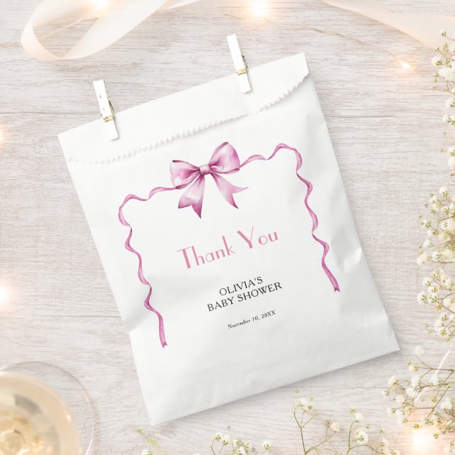 Sacolinha Chá de fraldas de Fita do Arco Rosa (Cortado)