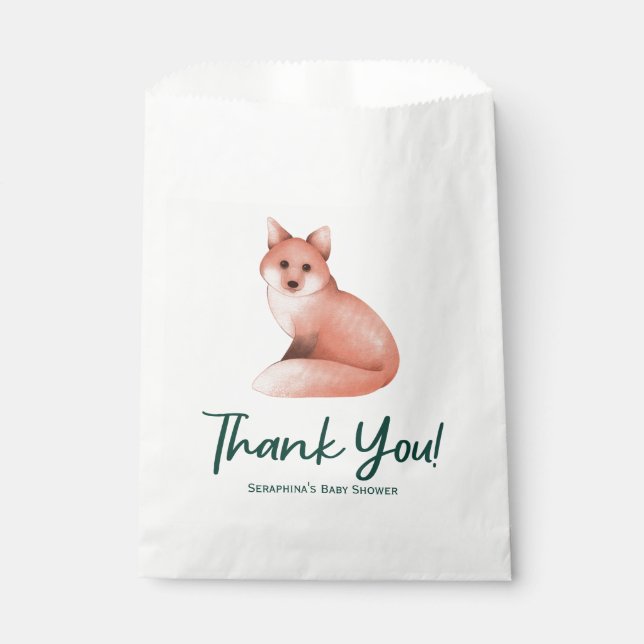 Sacolinha Chá de fraldas De Fox Da Floresta Gelada Obrigado (Frente)