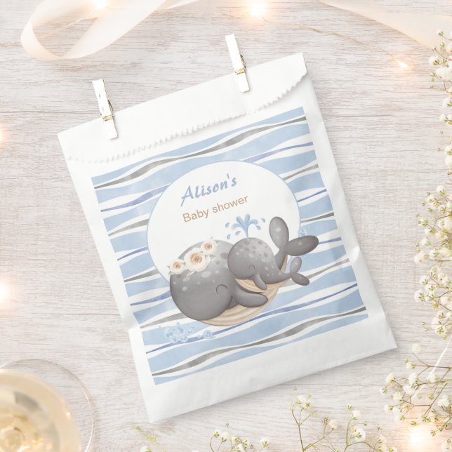 Sacolinha Chá de fraldas de Garoto Azul-Verão de Baleia Náut (Cortado)