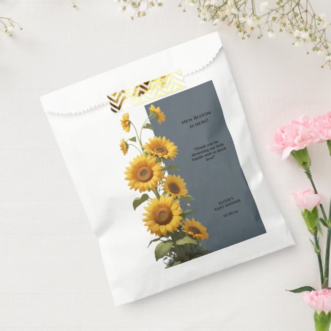 Sacolinha Chá de fraldas de girassol azul (Selado)