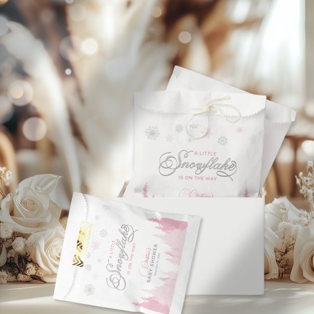 Sacolinha Chá de fraldas de inverno com floco de neve (Criador carregado)