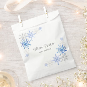 Sacolinha Chá de fraldas de inverno com flocos de neve com a