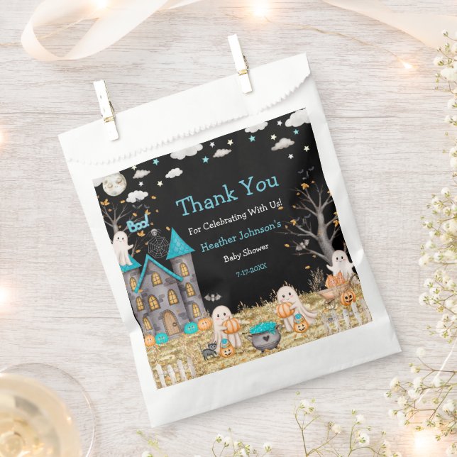 Sacolinha Chá de fraldas de Menino Boo do Pastel Halloween (Cortado)