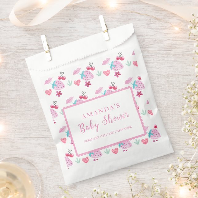 Sacolinha Chá de fraldas de Namorados Rosa Berry Sweet (Cortado)