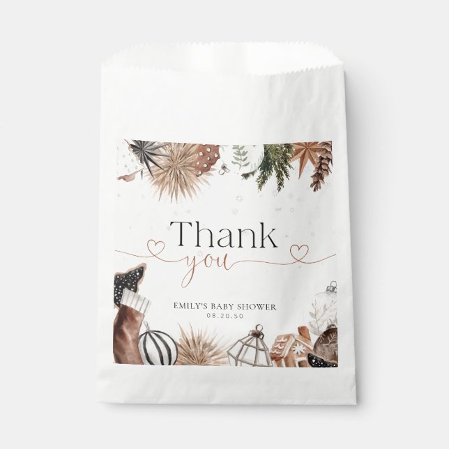 Sacolinha Chá de fraldas de Natal Cozy Favor Bag (Frente)