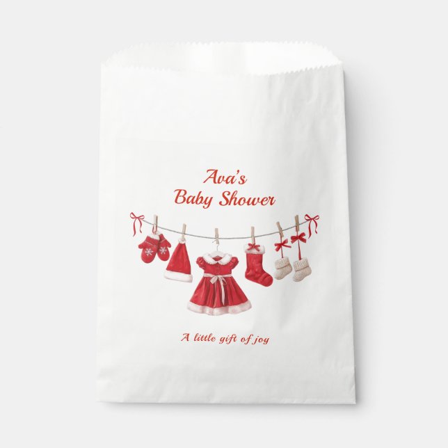 Sacolinha Chá de fraldas de Natal | Papais noeis Vermelho e  (Frente)