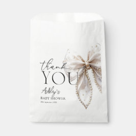 Sacolinha Chá de fraldas de pérolas brancas elegantes Obriga