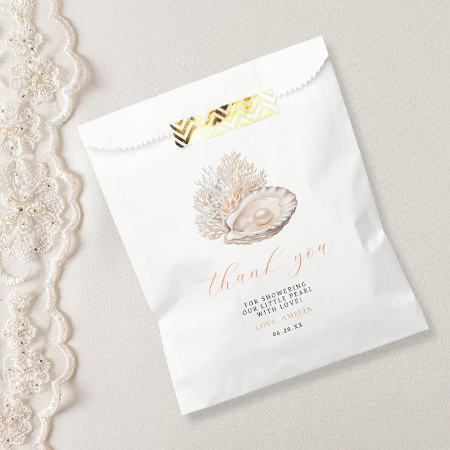 Sacolinha Chá de fraldas De Pérolas Costeiras Obrigado A Fav (Criador carregado)