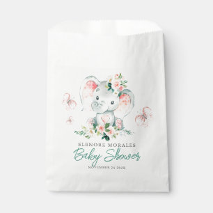 Sacolinha Chá de fraldas de Quadro de Elefante Floral Cor-de