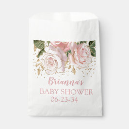 Sacolinha Chá de fraldas de Rosas brilhantes Dourados rosa