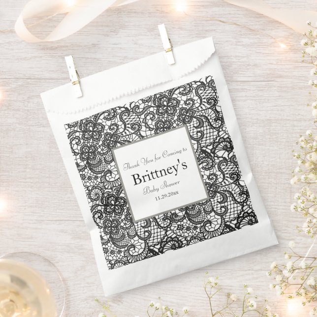 Sacolinha Chá de fraldas de Script de Lace (Cortado)