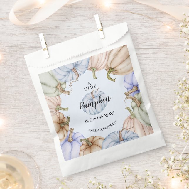 Sacolinha Chá de fraldas do Pastel Pumpkins Blue Boy (Cortado)