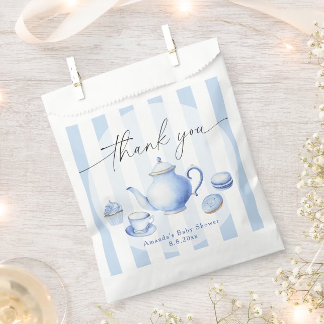 Sacolinha Chá de fraldas do Tea Party Blue Obrigado (Cortado)