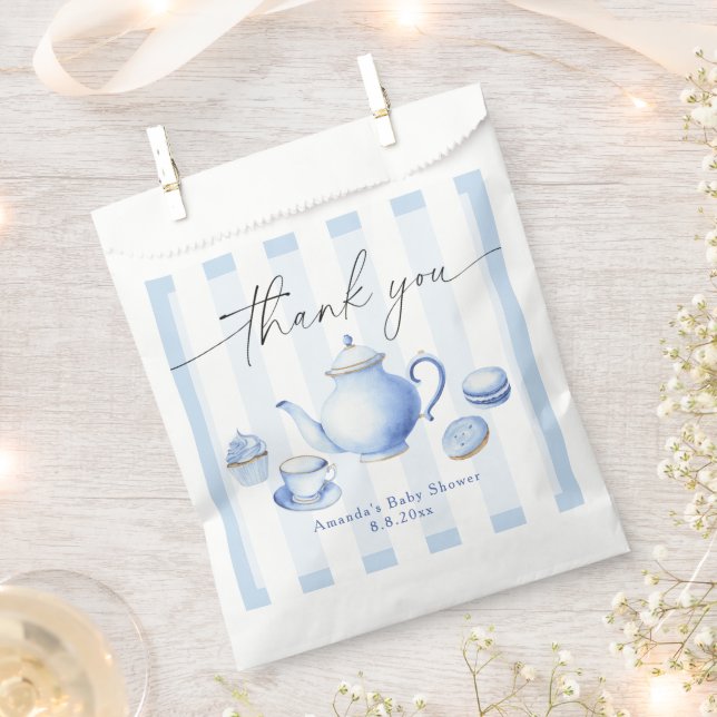 Sacolinha Chá de fraldas do Tea Party Blue Obrigado (Cortado)