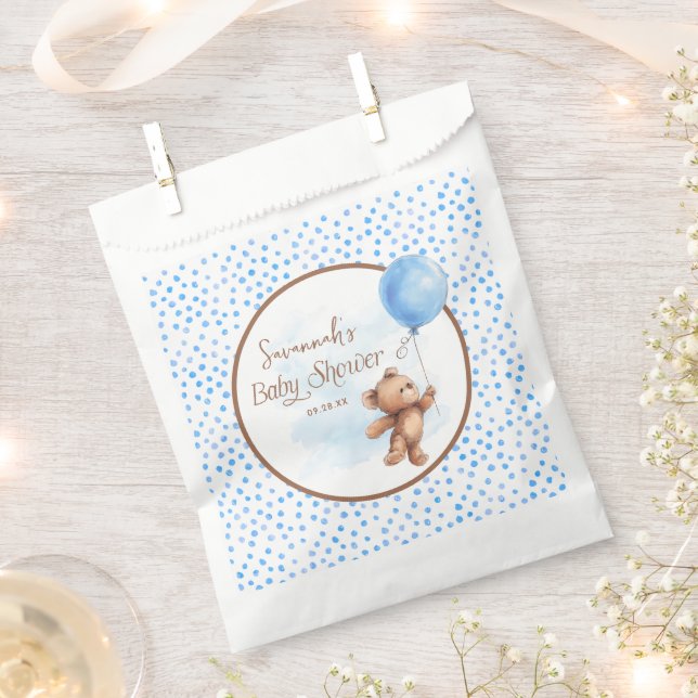 Sacolinha Chá de fraldas do Urso Bolinhas Azul (Cortado)