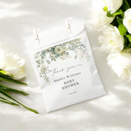 Sacolinha Chá de fraldas Dourado de Aquarela de Flor Eucalyp