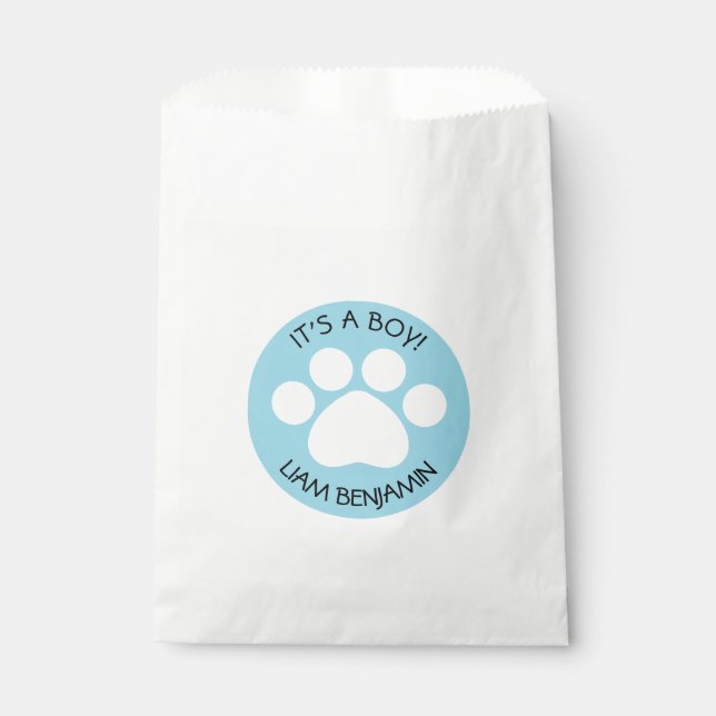 Sacolinha Chá de fraldas - É um menino - Tema de impressão d (Frente)