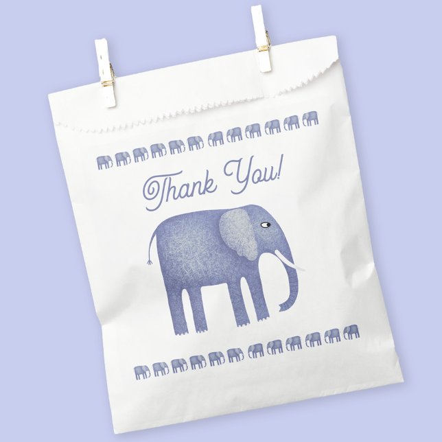Sacolinha Chá de fraldas Elefante Azul Obrigado (Blue elephant thank you party favor bag)