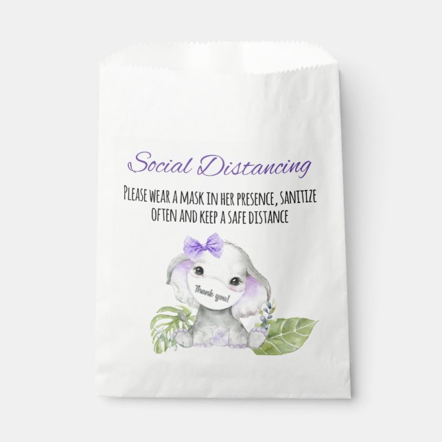 Sacolinha Chá de fraldas elefante favorece bolsas (Frente)