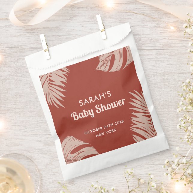 Sacolinha Chá de fraldas Elegante Boho Tropical Leaves (Cortado)