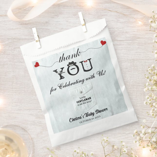 Sacolinha Chá de fraldas Elegante moderno e cavalheiro (Cortado)