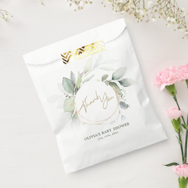 Sacolinha Chá de fraldas Eucalyptus Dourado de Folhagem Verd (Selado)