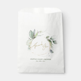 Sacolinha Chá de fraldas Eucalyptus Dourado de Folhagem Verd