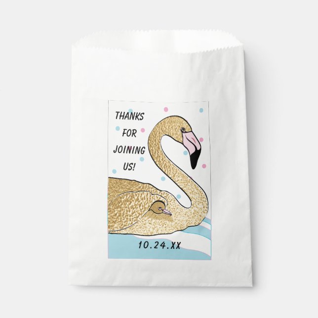 Sacolinha Chá de fraldas Favor Bag, Dourado Flamingo Baby &  (Frente)