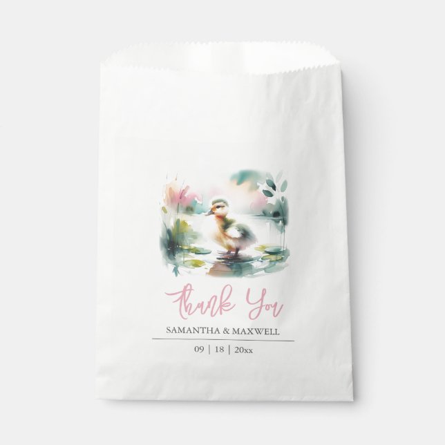Sacolinha Chá de fraldas Favor Bolsas Watercolor Duck (Frente)