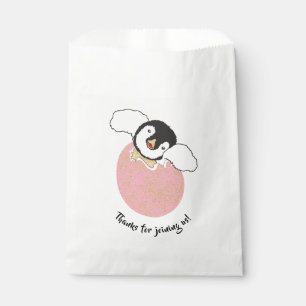 Sacolinha Chá de fraldas Favor Saco, Rosa, Pinguim Bebê