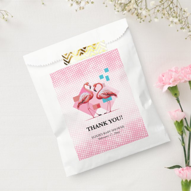 Sacolinha Chá de fraldas Flamingo Moderno Geométrico (Selado)