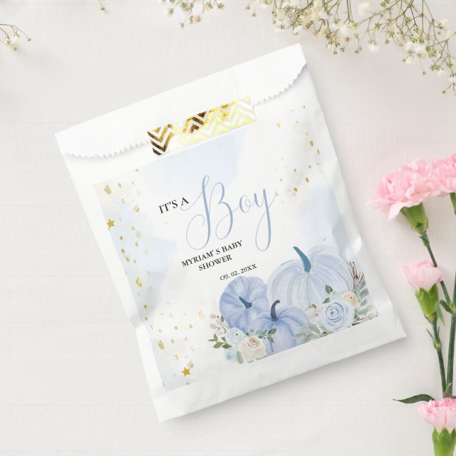 Sacolinha Chá de fraldas Floral de Abóbora Azul (Selado)