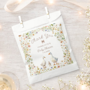 Sacolinha Chá de fraldas Floral Goose Obrigado