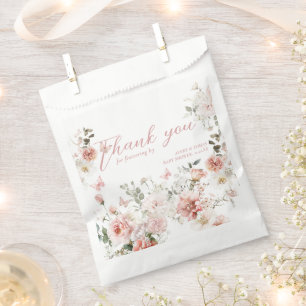 Sacolinha Chá de fraldas Floral Rosa-borboleta que flutua po