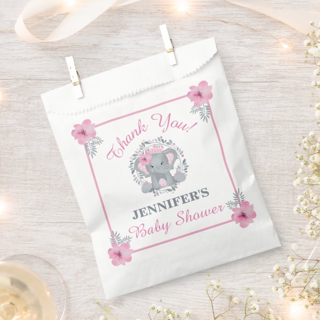 Sacolinha Chá de fraldas Floral Safari Selvagem, Elefante Co (Cortado)