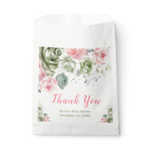 Chá de fraldas Floral Verde e Rosa