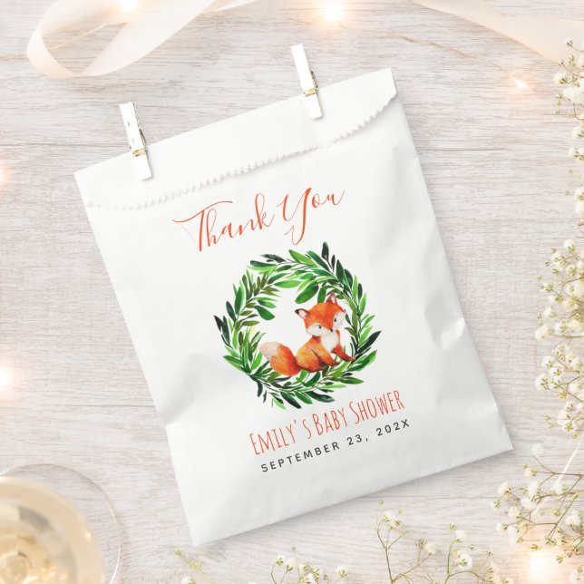 Sacolinha Chá de fraldas Fox Woodland Greenerescência Obriga (Cortado)