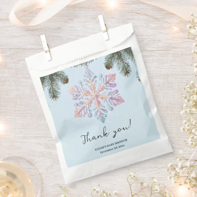 Sacolinha Chá de fraldas giro moderno de inverno Flocos de n (Cortado)