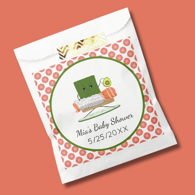 Sacolinha Chá de fraldas Kawaii: Tema do Roll de Sushi e Sal (Criador carregado)