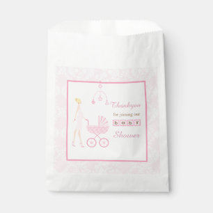Sacolinha Chá de fraldas Loura Damask Rosa