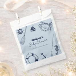 Sacolinha Chá de fraldas marinho Azul Moderno Elegante de Pe