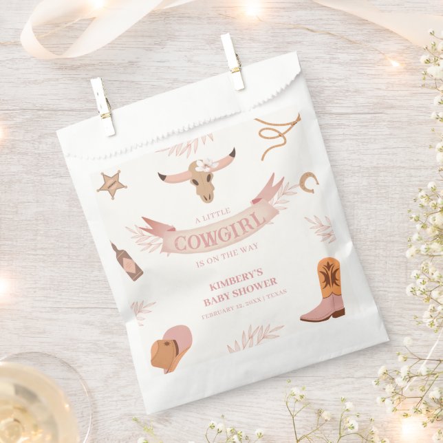 Sacolinha Chá de fraldas Neutral de Boho Wild West Cowgirl (Cortado)