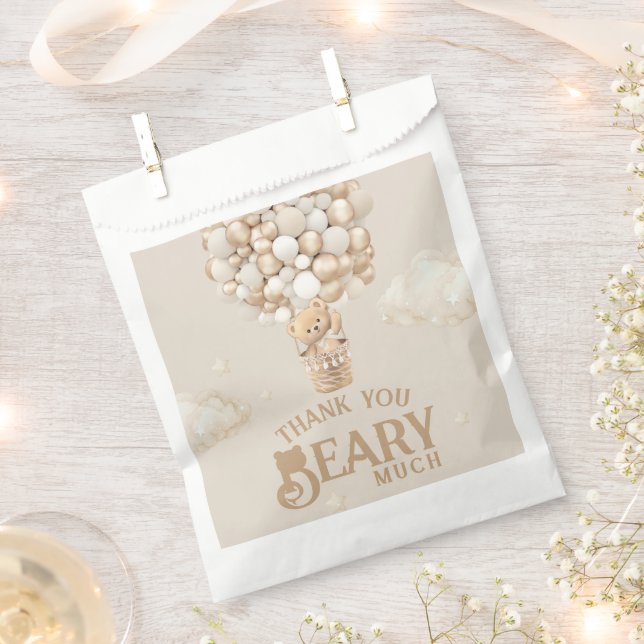 Sacolinha Chá de fraldas neutro de Espera do Balão do Urso d (Cortado)