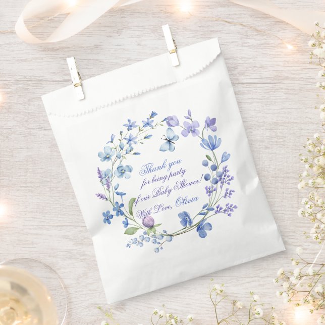 Sacolinha Chá de fraldas Neutro de Flor Selvagem Azul (Cortado)