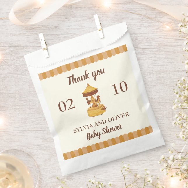 Sacolinha Chá de fraldas neutro do carrossel (Cortado)