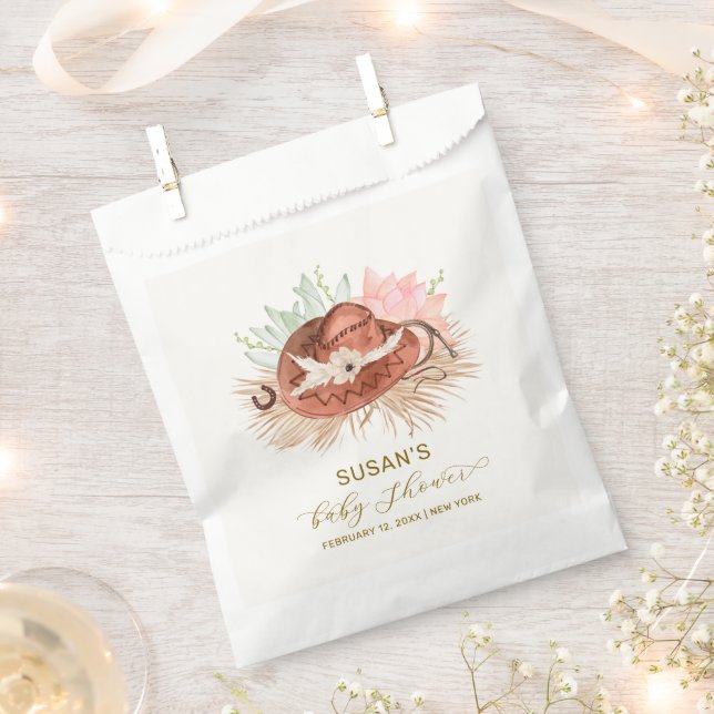 Sacolinha Chá de fraldas Neutro Moderno de Boho Cactus Cowbo (Cortado)